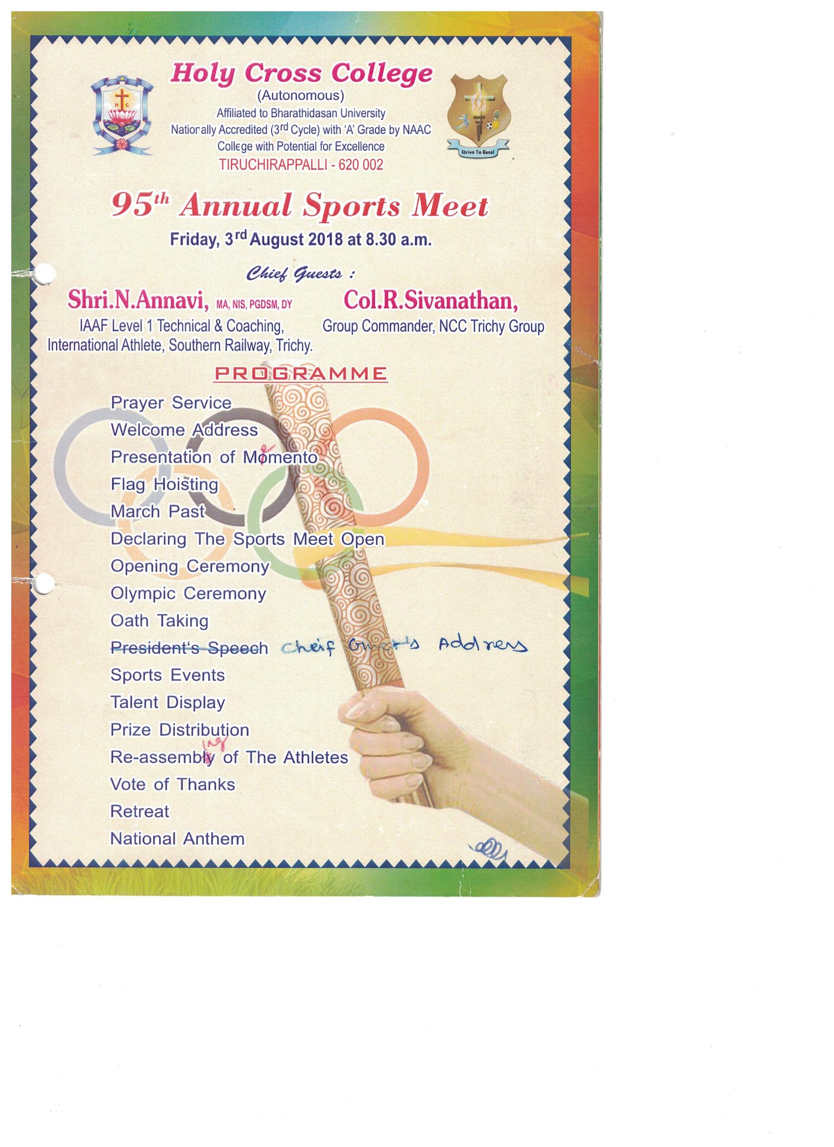 95th Sports Day Invite